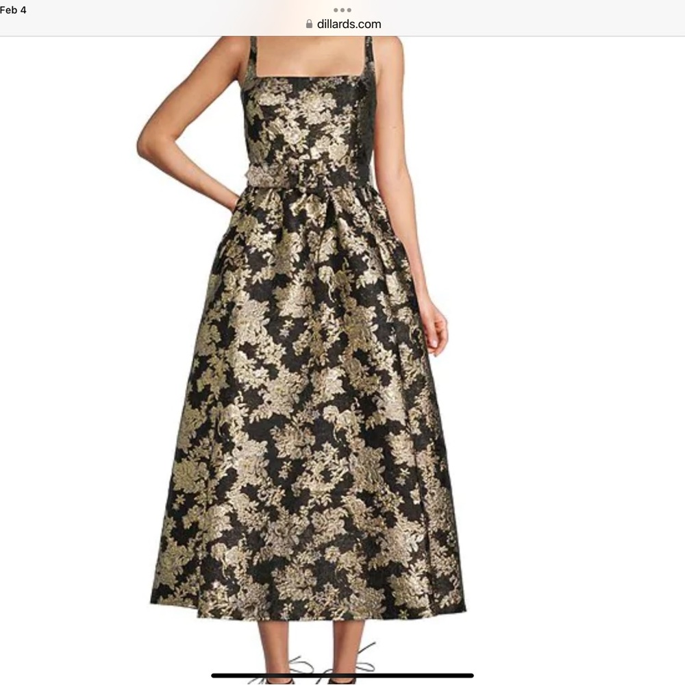 ANTONIO MELANI Black and Gold Floral Midi